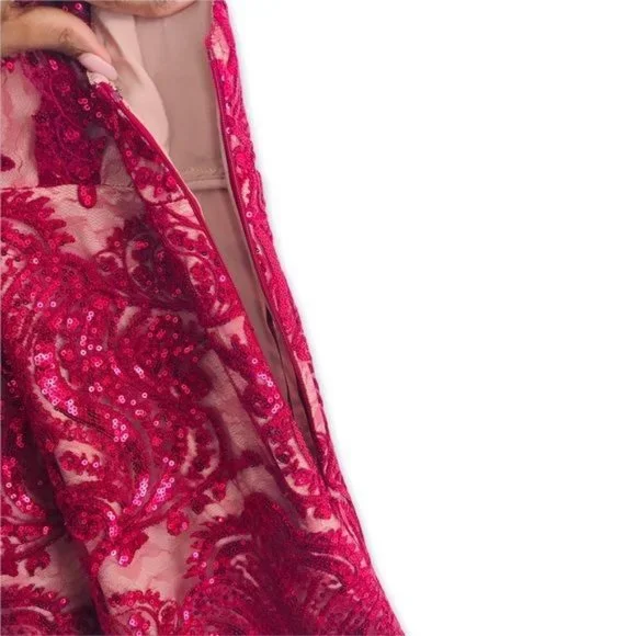 FREE PEOPLE Night Shimmer Embroidered Floral Sequin Lace Mesh Mini Dress Size 4 - Picture 11 of 15